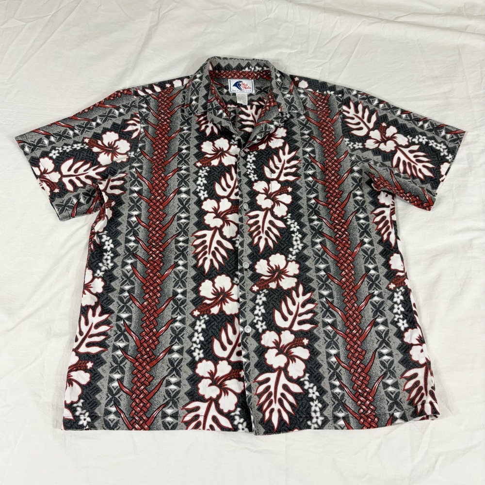 Nui Nalu Mens Multicolor Hawaiian Short Sleeve Button Up Made In Hawaii Shirt L